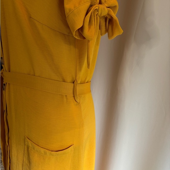 Yellow Cuffed Sleeve Mini Shirt Dress - Picture 5 of 13